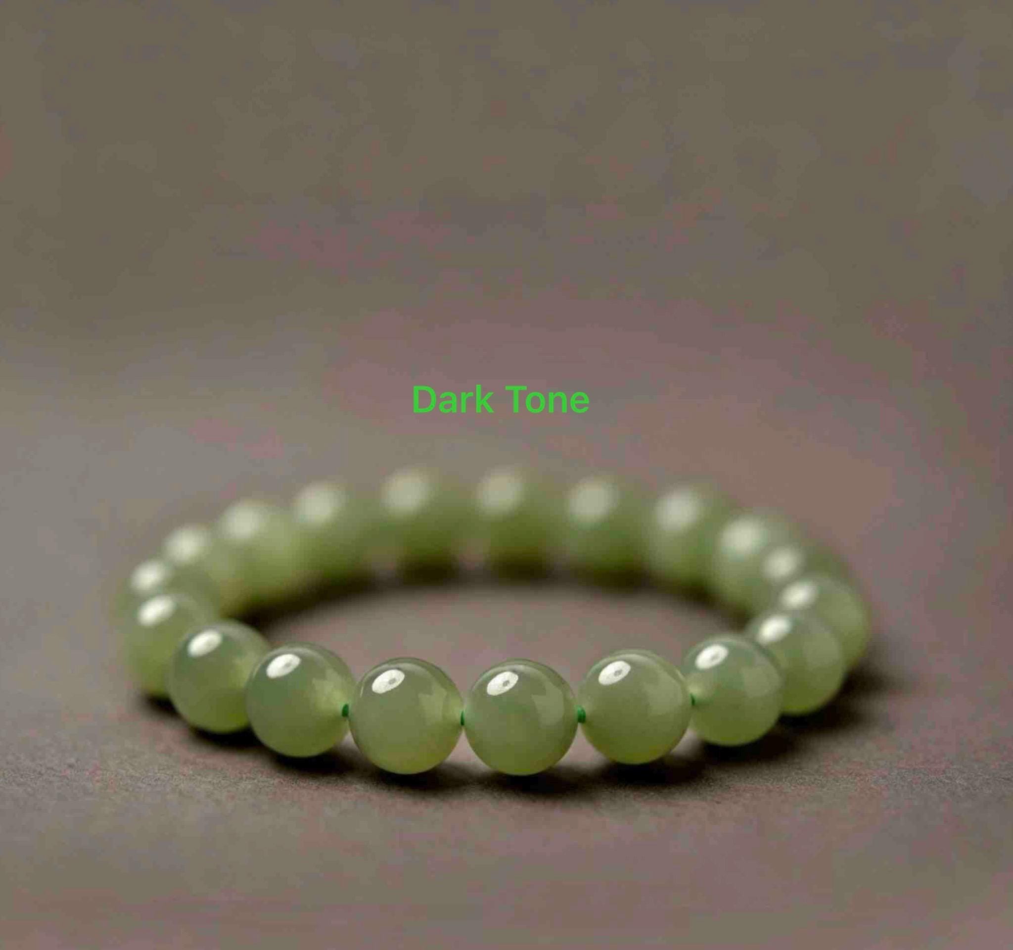 Natural Nephrite Jade Bracelet Green Jade Bead Bracelet Spinach Green Jade Stackable Gemstone Jewelry Gift for Her