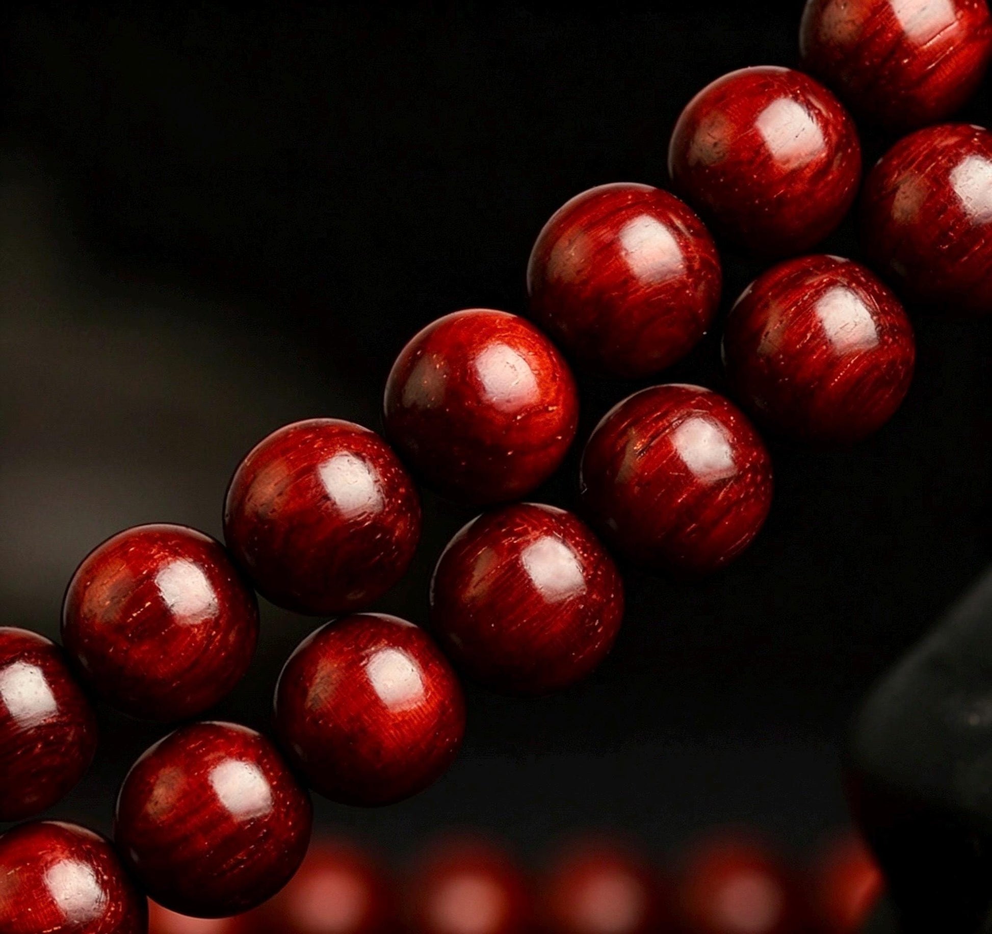Natural Red Sandalwood 108 Mala Beads Necklace, Indian Lobular Rosewood Prayer Rosary Bracelet, Amber Jade Crystal Gift for Him Her