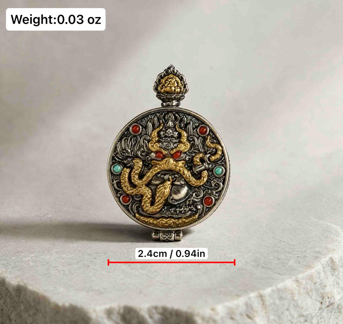 Handcrafted S925 Silver Brass Garuda Gau Box Pendant Openable Locket Turquoise Agate Tibetan Necklace Charm Gift for Him Her