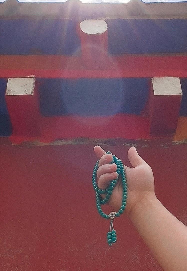 Turquoise Glass 108 Mala Beads 8mm, Silver Brass Lion Guru Bead Tibetan Prayer Rosary, Buddhist Meditation Necklace, Gift for Him Her