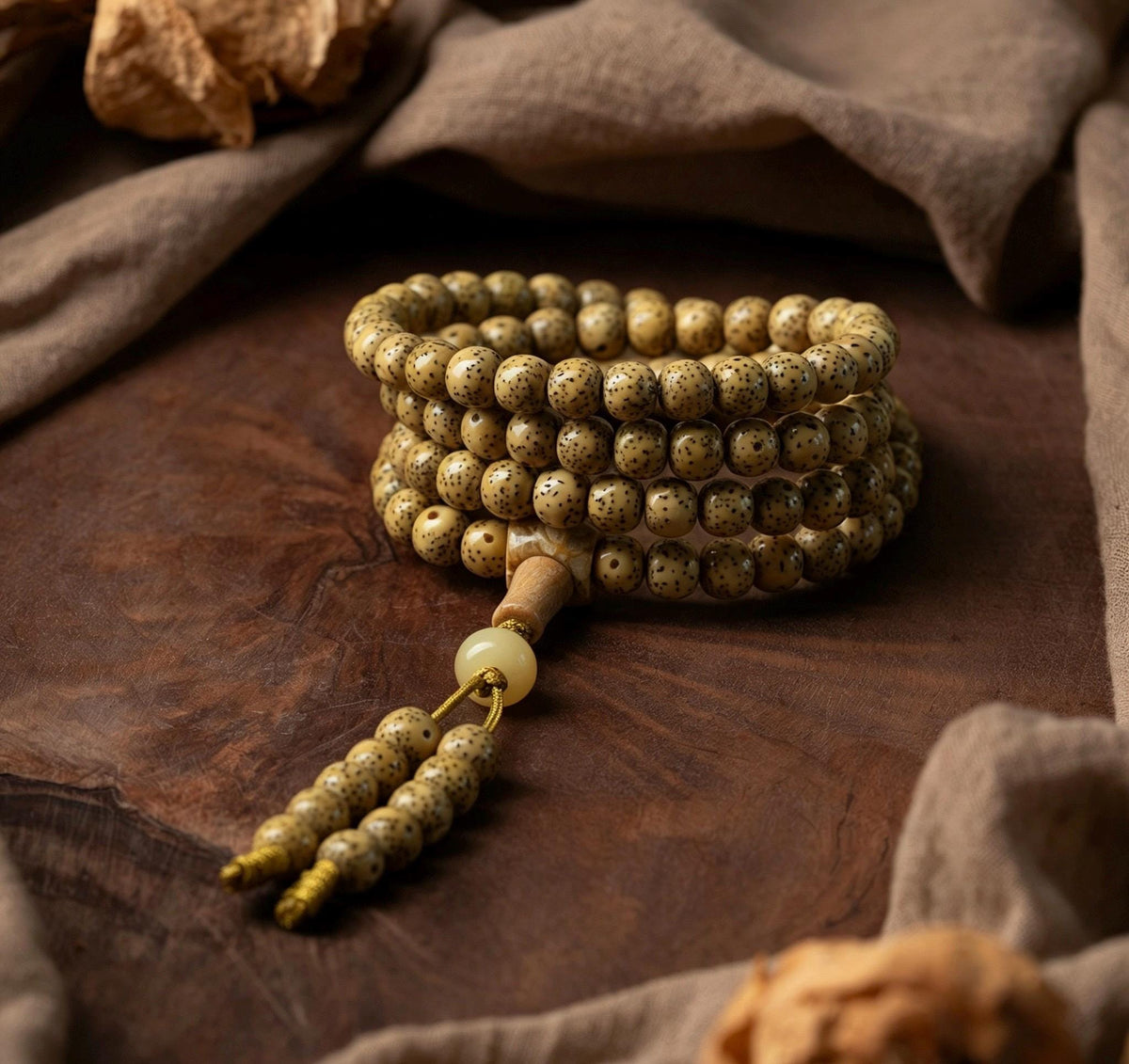 Natural Aged Hainan Star Moon Bodhi Seed 108 Mala Beads, Rare Camel Bone Pendant Buddhist Prayer Rosary, Meditation Necklace Gift