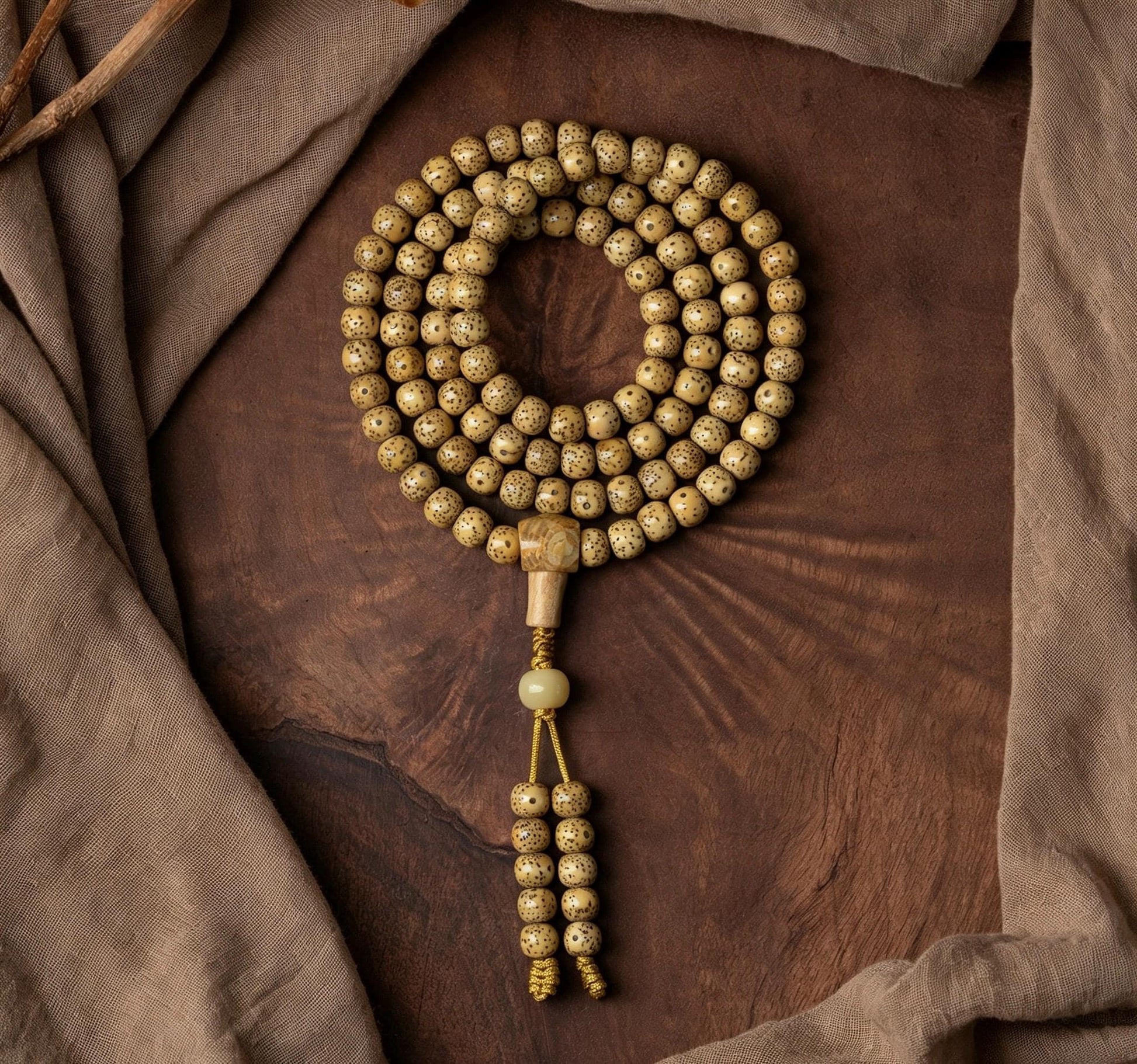 Natural Aged Hainan Star Moon Bodhi Seed 108 Mala Beads, Rare Camel Bone Pendant Buddhist Prayer Rosary, Meditation Necklace Gift