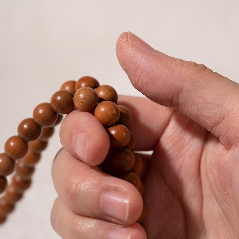 8mm Peach Wood 108 Mala Beads, Natural Peachwood Buddhist Prayer Beads Rosary, Meditation Necklace, Yoga Zen Jewelry Gift