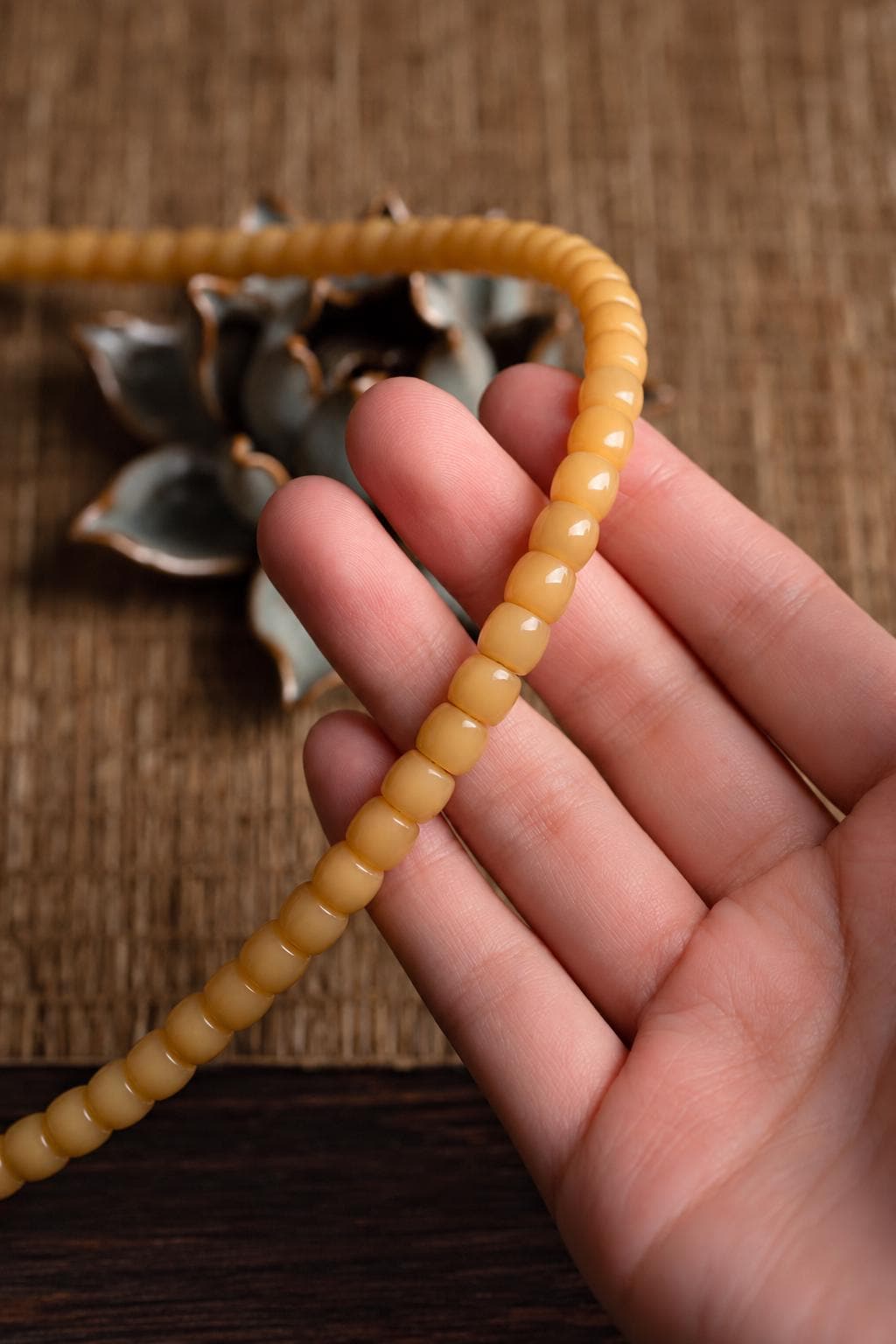 108 Bead Bodhi Root Mala Necklace, Natural Old Bodhi Seed Buddhist Prayer Beads, 925 Silver Tassel Meditation Rosary, Spiritual Gift