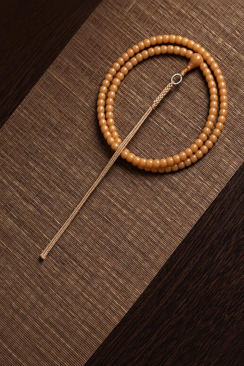 108 Bead Bodhi Root Mala Necklace, Natural Old Bodhi Seed Buddhist Prayer Beads, 925 Silver Tassel Meditation Rosary, Spiritual Gift