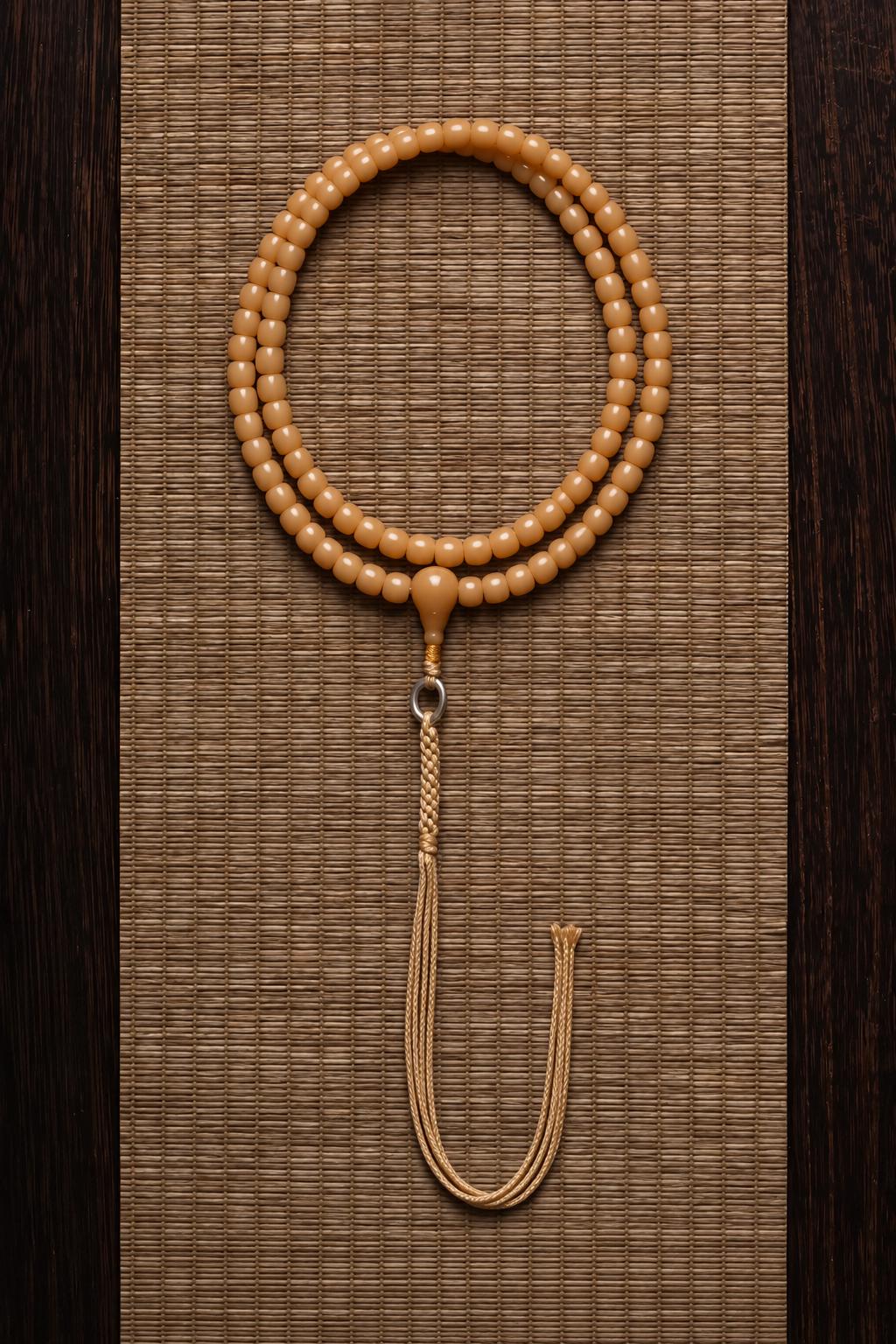108 Bead Bodhi Root Mala Necklace, Natural Old Bodhi Seed Buddhist Prayer Beads, 925 Silver Tassel Meditation Rosary, Spiritual Gift