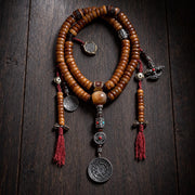 EverestArtStudios 108-Bead Yak Bone Mala Necklace, 12mm Tibetan-Style Prayer Beads, Counters and Pendants