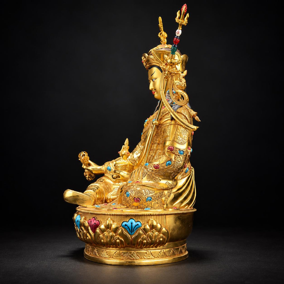 EverestArtStudios Padmasambhava Gilded Copper Statue, Guru Rinpoche Buddhist Sculpture, Two Sizes
