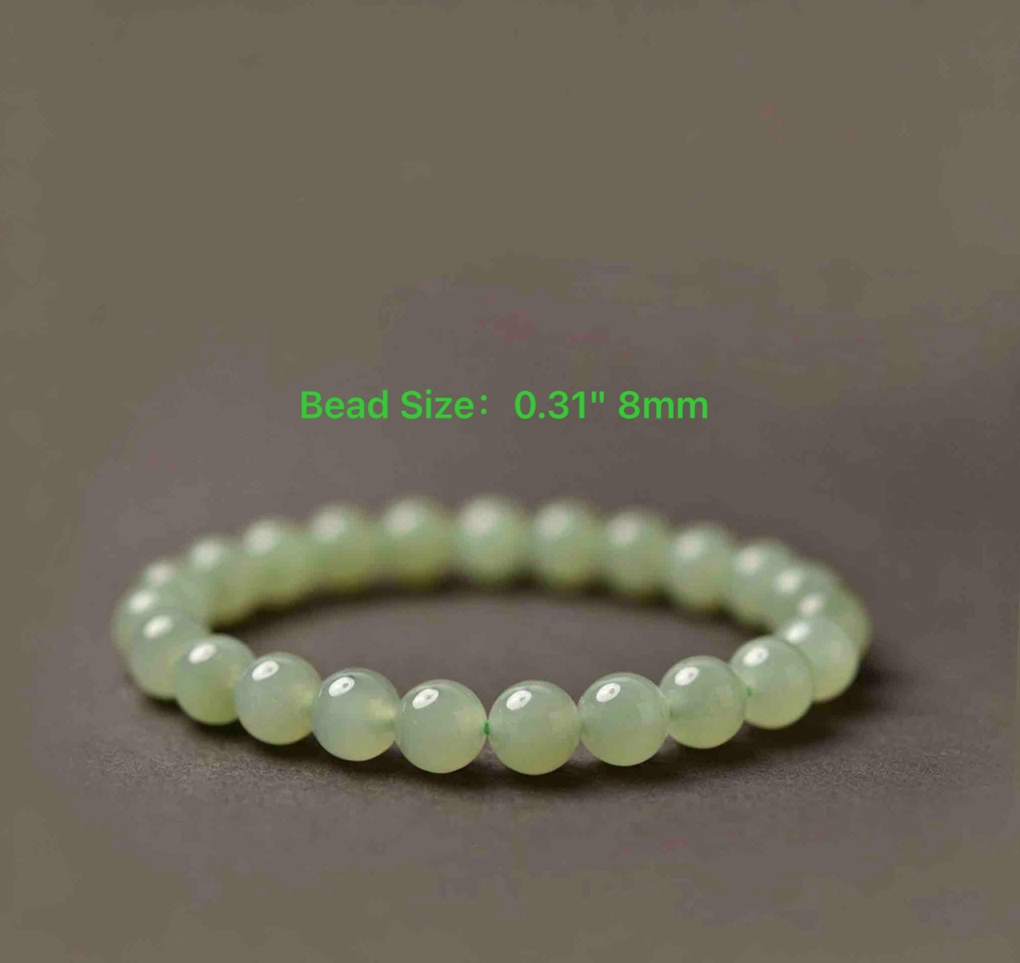 Natural Nephrite Jade Bracelet Green Jade Bead Bracelet Spinach Green Jade Stackable Gemstone Jewelry Gift for Her