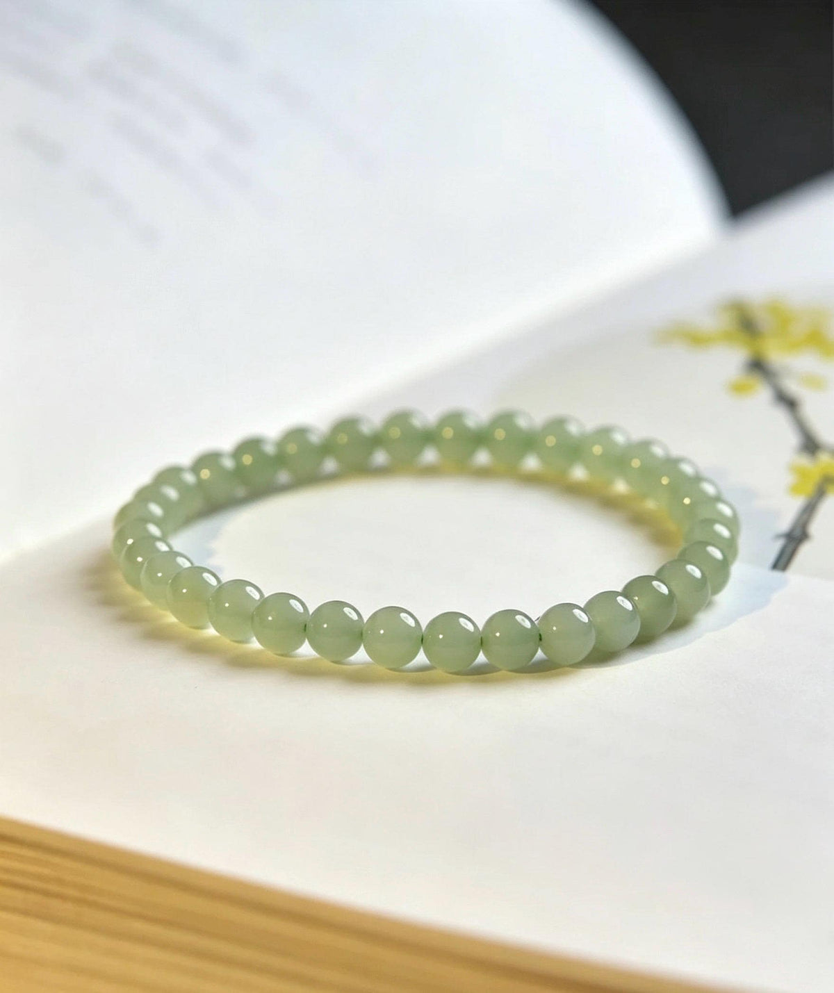 Natural Nephrite Jade Bracelet Green Jade Bead Bracelet Spinach Green Jade Stackable Gemstone Jewelry Gift for Her