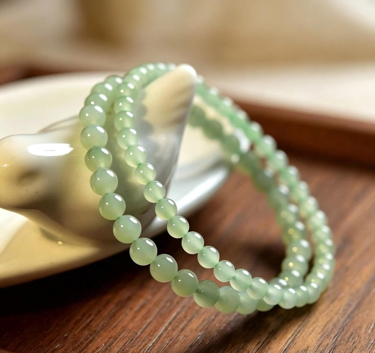 Natural Nephrite Jade Bracelet Green Jade Bead Bracelet Spinach Green Jade Stackable Gemstone Jewelry Gift for Her