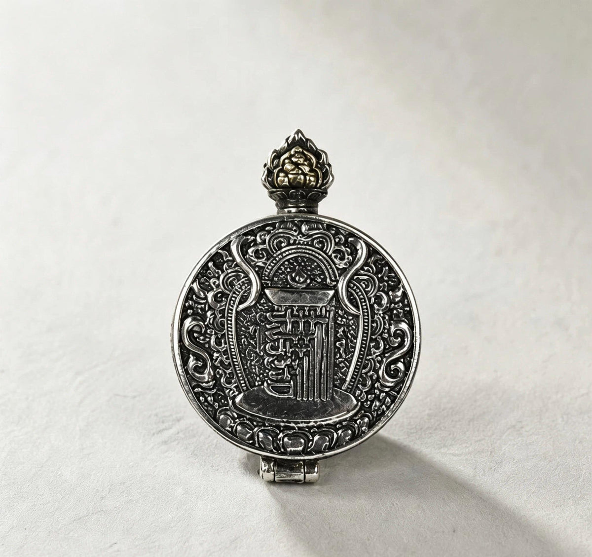 Handcrafted S925 Silver Brass Garuda Gau Box Pendant Openable Locket Turquoise Agate Tibetan Necklace Charm Gift for Him Her