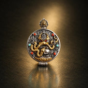 Handcrafted S925 Silver Brass Garuda Gau Box Pendant Openable Locket Turquoise Agate Tibetan Necklace Charm Gift for Him Her