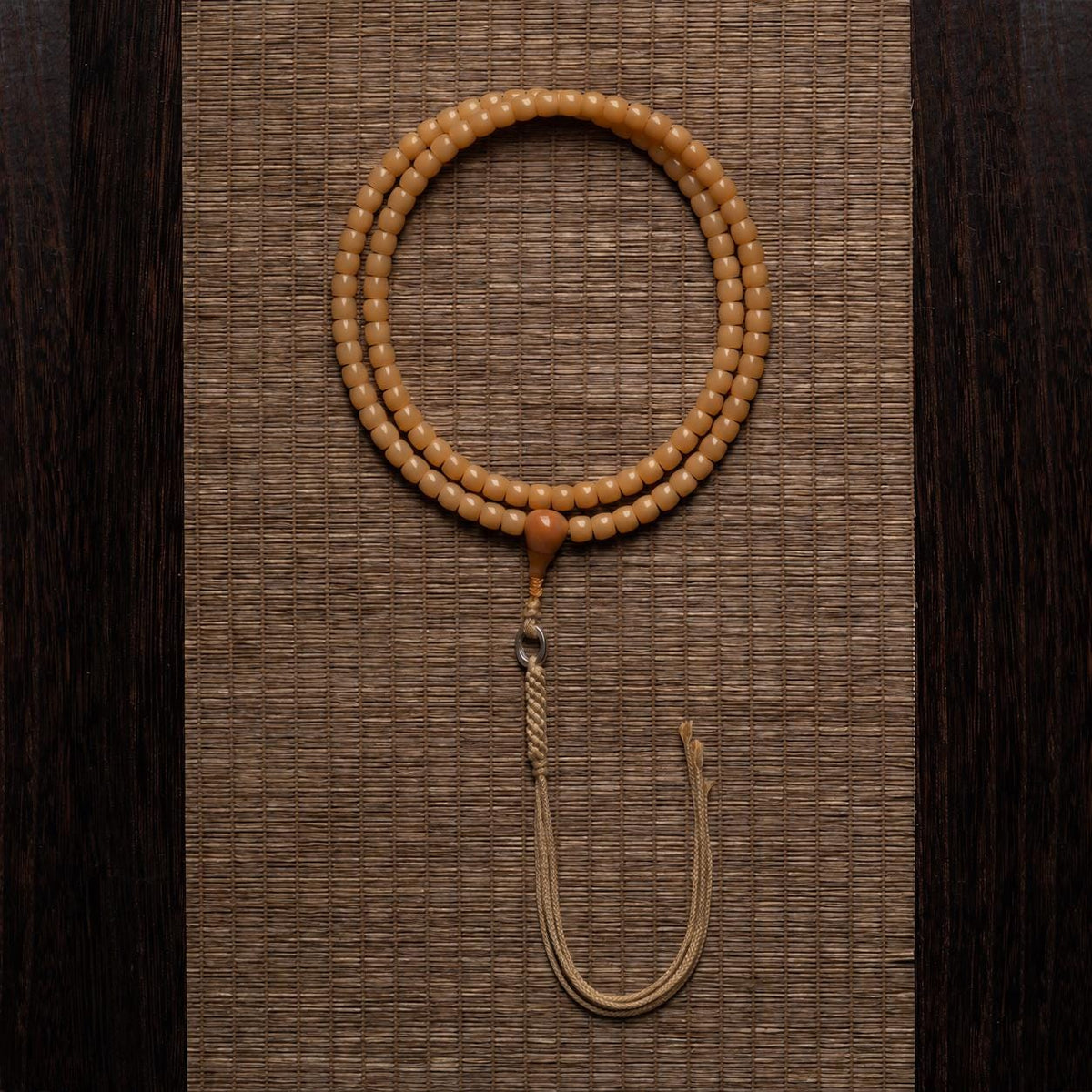 108 Bead Bodhi Root Mala Necklace, Natural Old Bodhi Seed Buddhist Prayer Beads, 925 Silver Tassel Meditation Rosary, Spiritual Gift