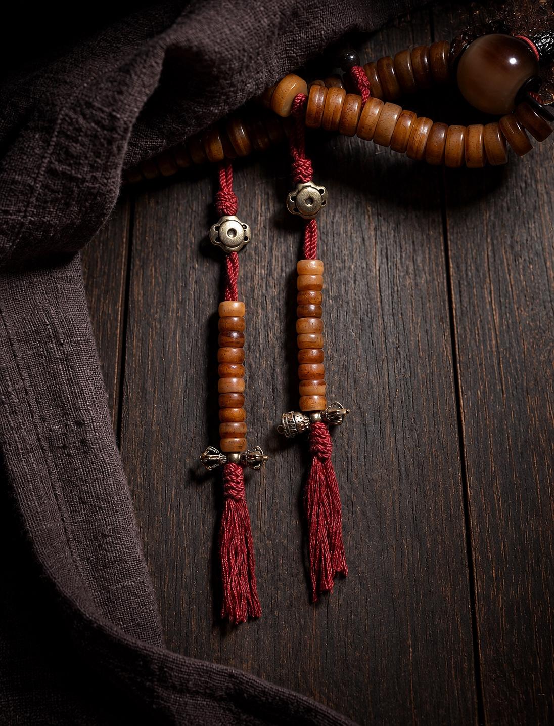 EverestArtStudios 108-Bead Yak Bone Mala Necklace, 12mm Tibetan-Style Prayer Beads, Counters and Pendants