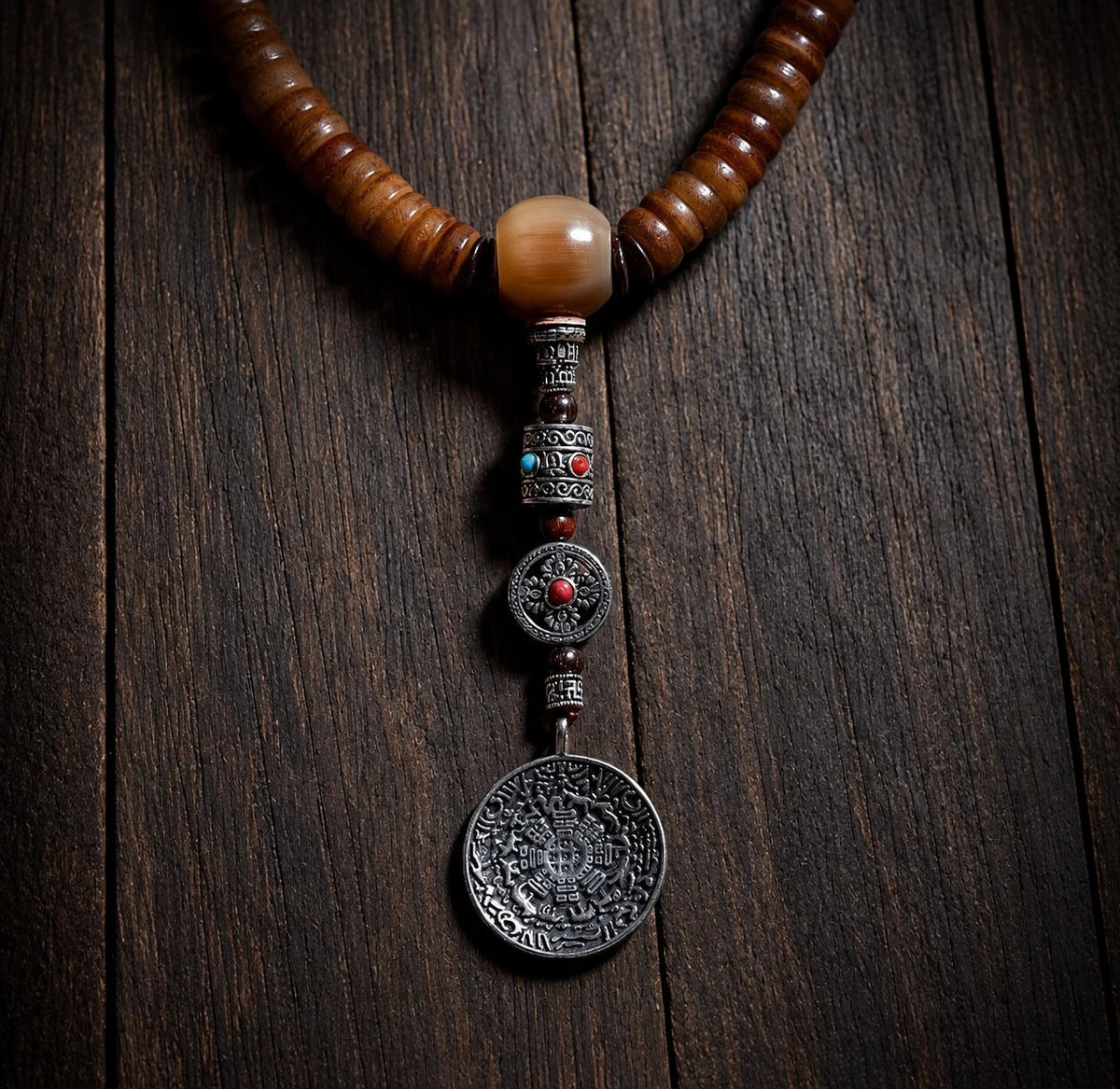 EverestArtStudios 108-Bead Yak Bone Mala Necklace, 12mm Tibetan-Style Prayer Beads, Counters and Pendants