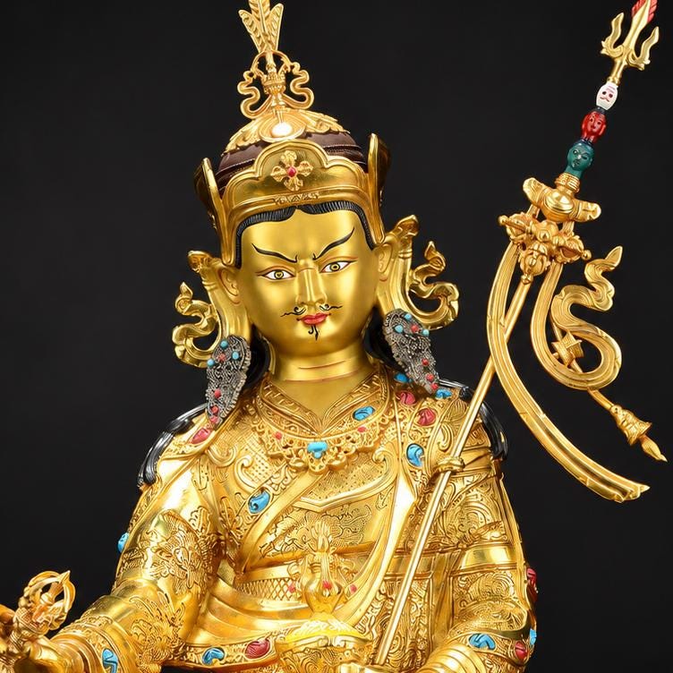 EverestArtStudios Padmasambhava Gilded Copper Statue, Guru Rinpoche Buddhist Sculpture, Two Sizes