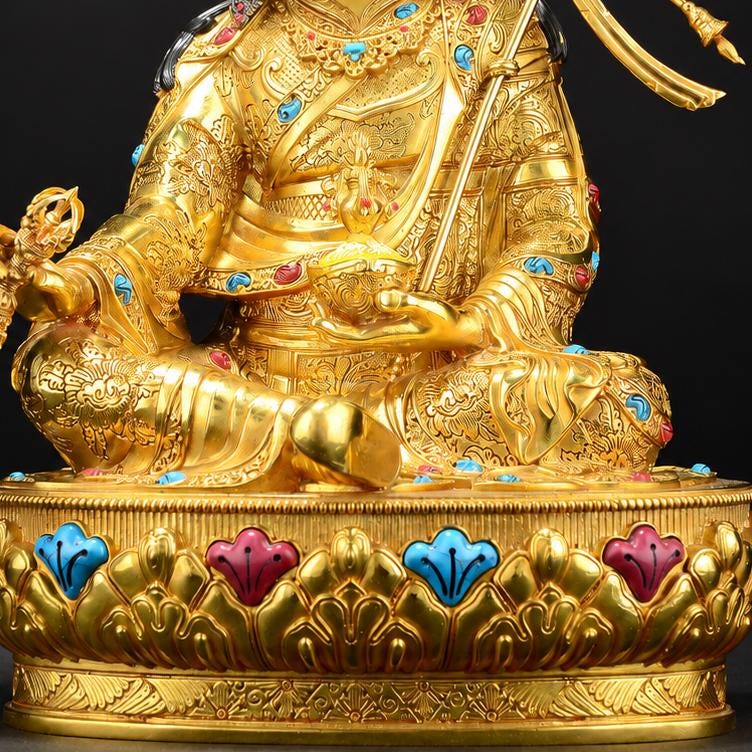 EverestArtStudios Padmasambhava Gilded Copper Statue, Guru Rinpoche Buddhist Sculpture, Two Sizes