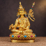 EverestArtStudios Padmasambhava Gilded Copper Statue, Guru Rinpoche Buddhist Sculpture, Two Sizes