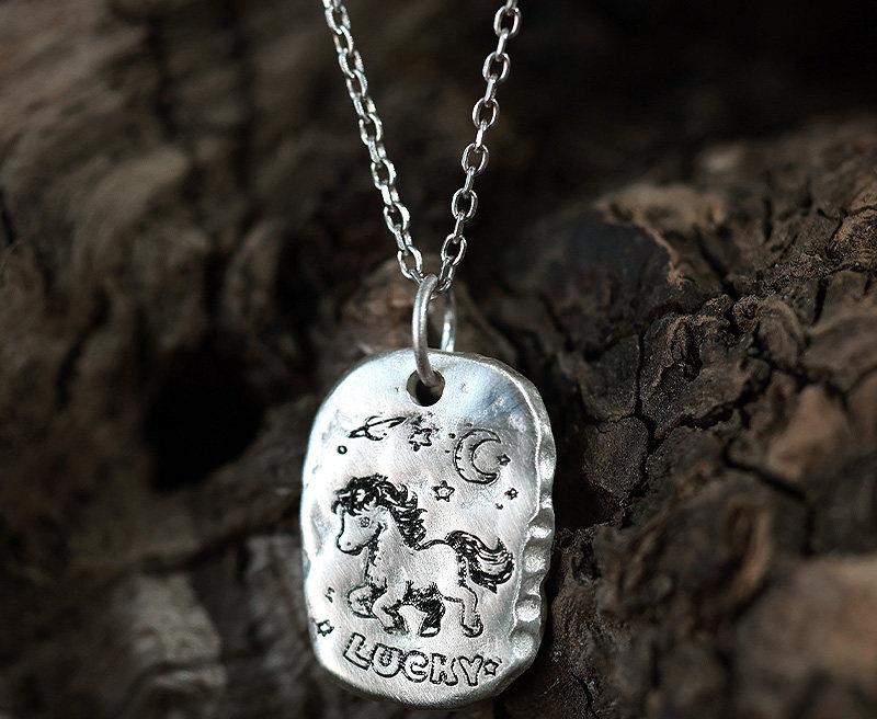 Pendentif Cheval LUCKY argent 999
