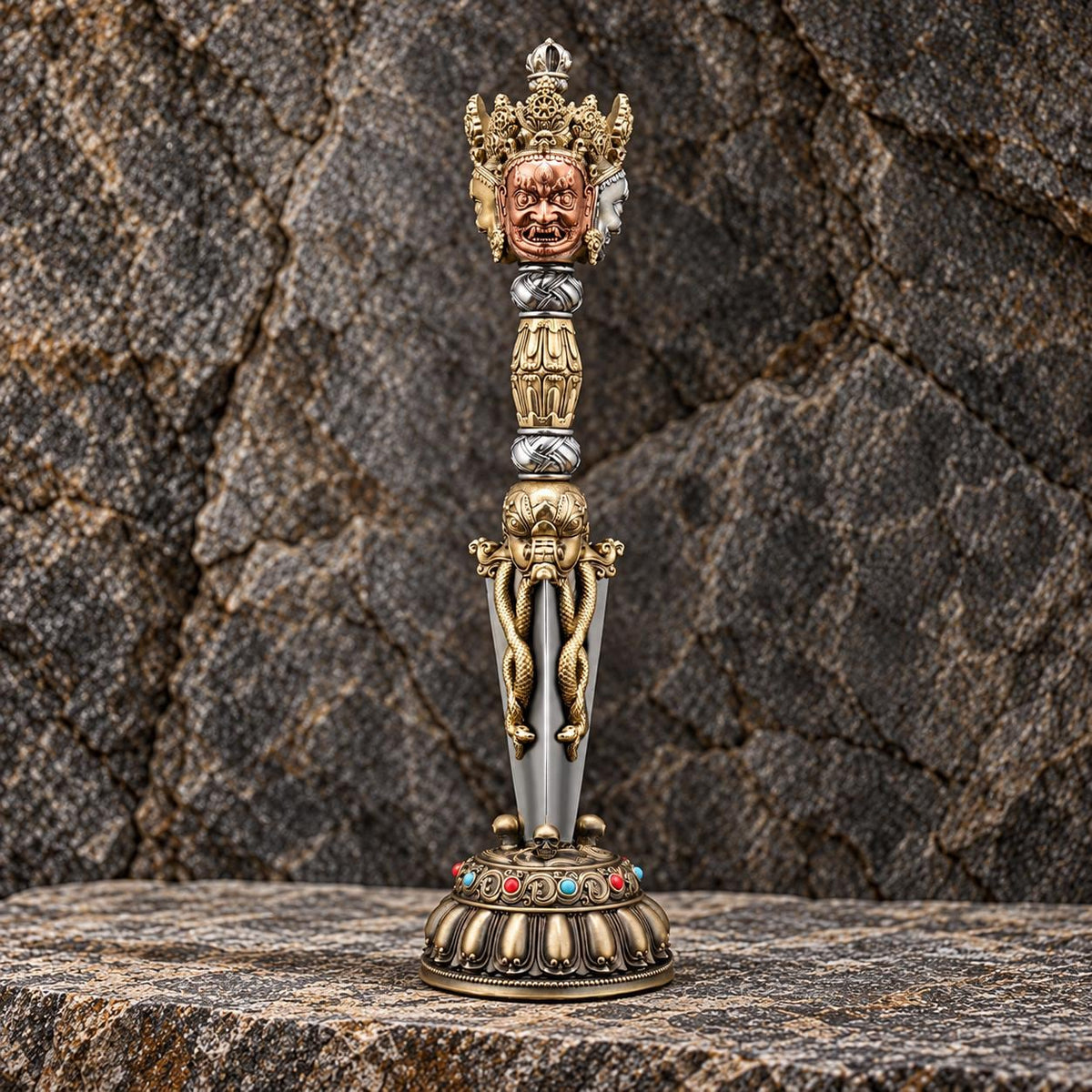 Tibetan Style Phurba Pendant and Altar Display, 8 Sizes with Chain or Base — image 1