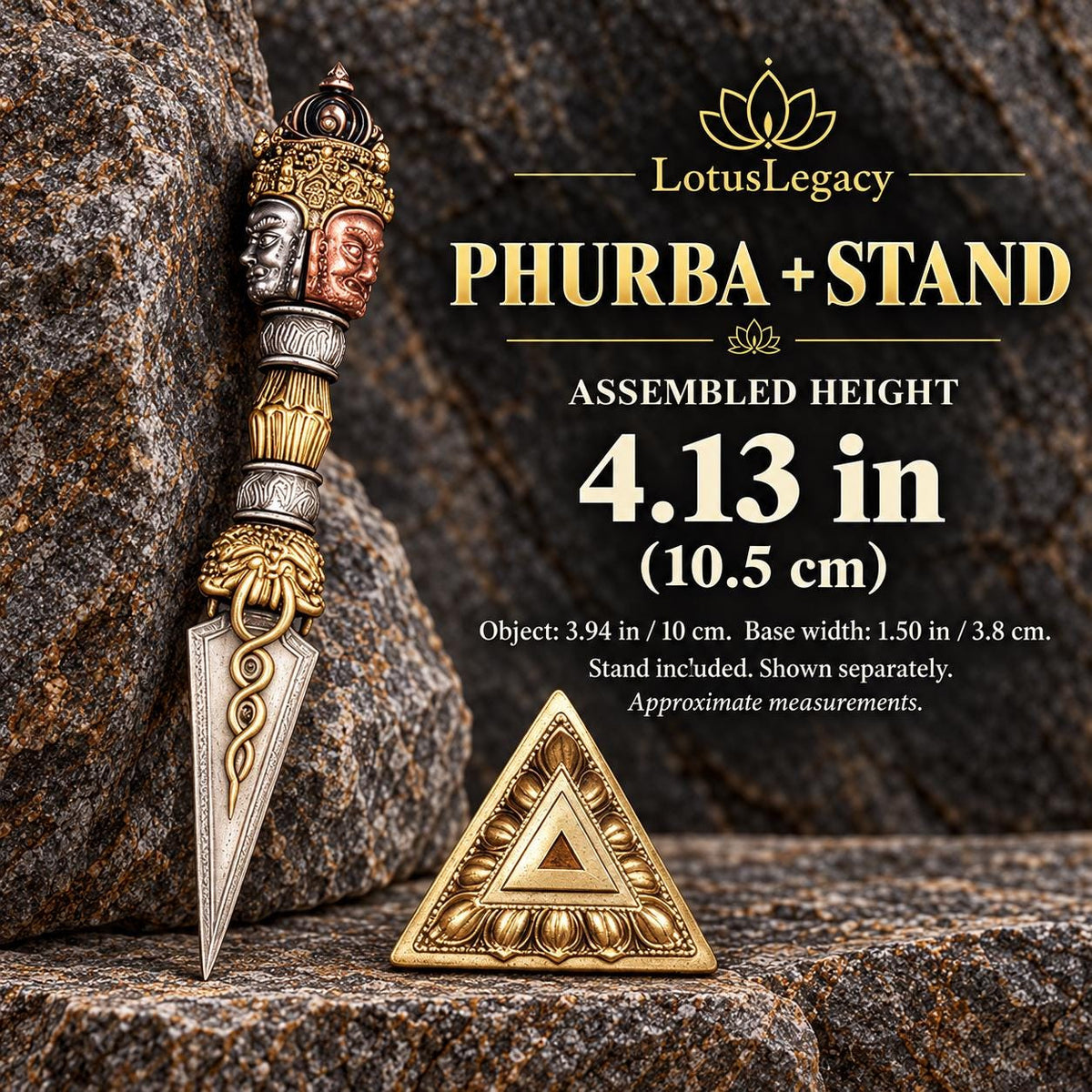 Tibetan Style Phurba Pendant and Altar Display, 8 Sizes with Chain or Base — image 6