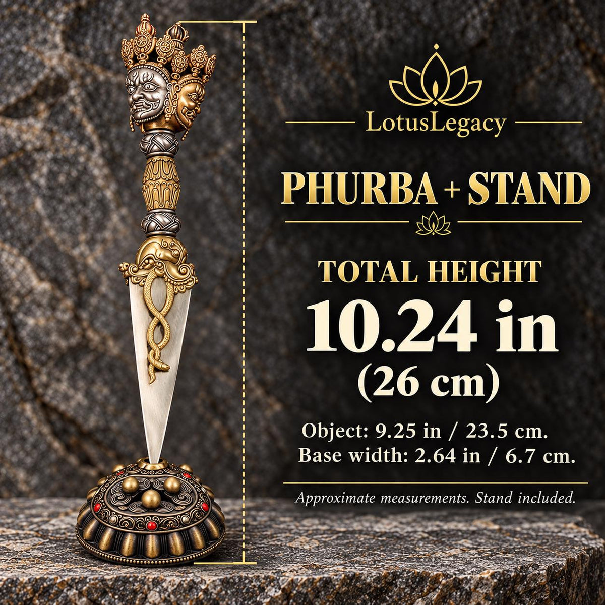 Tibetan Style Phurba Pendant and Altar Display, 8 Sizes with Chain or Base — image 10
