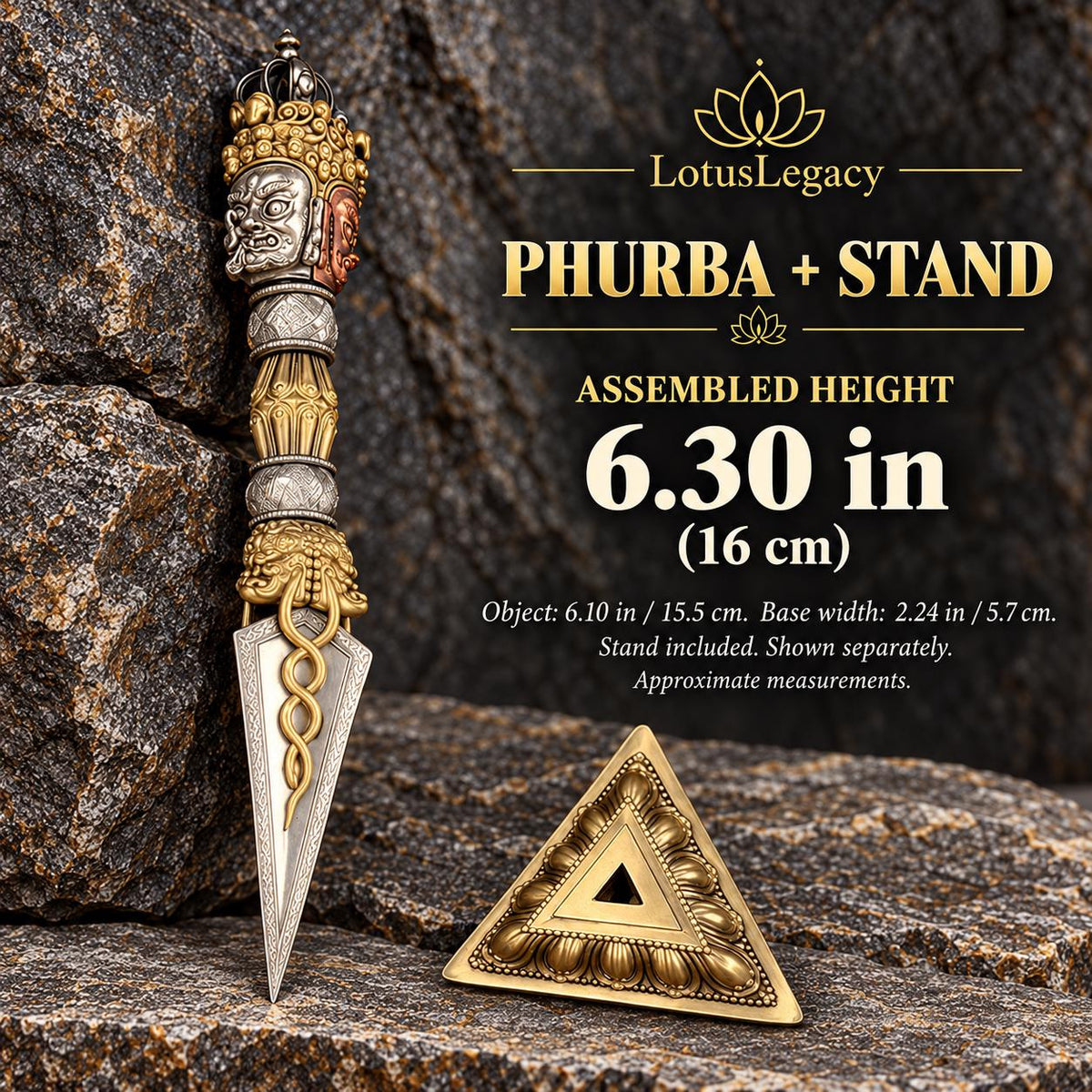 Tibetan Style Phurba Pendant and Altar Display, 8 Sizes with Chain or Base — image 7