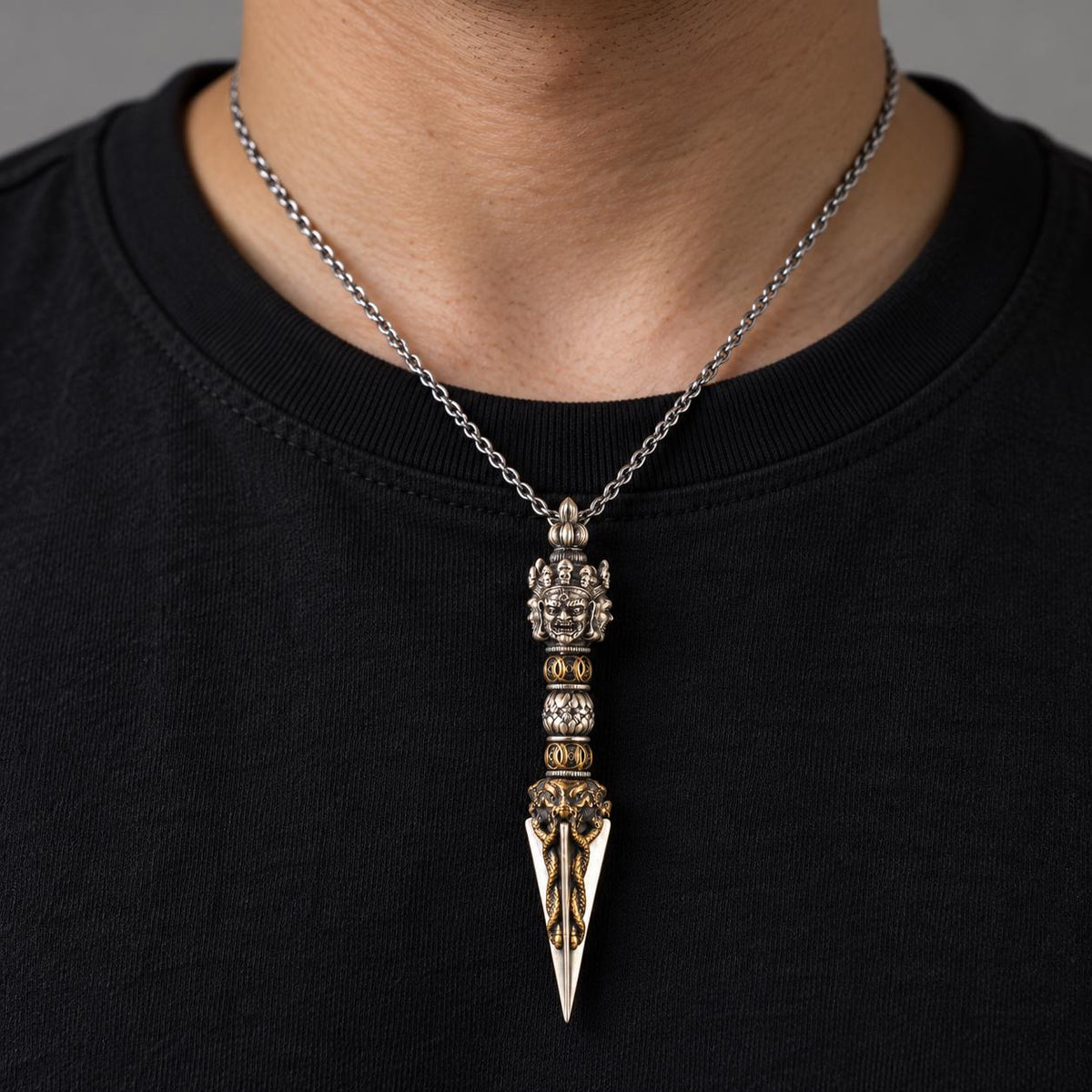 Tibetan Style Phurba Pendant and Altar Display, 8 Sizes with Chain or Base — image 3