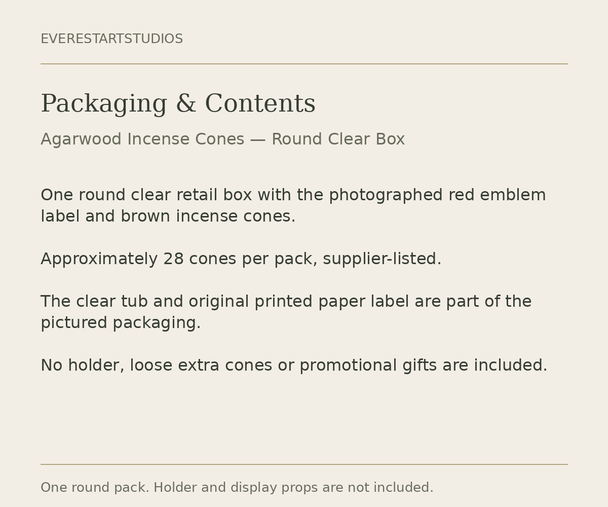 Round agarwood incense cone pack: packaging
