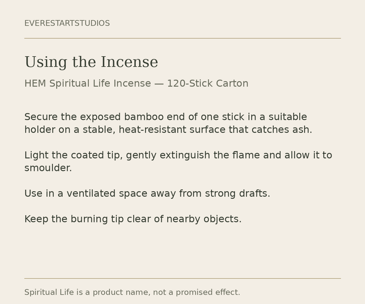 HEM Spiritual Life120-stick carton: use