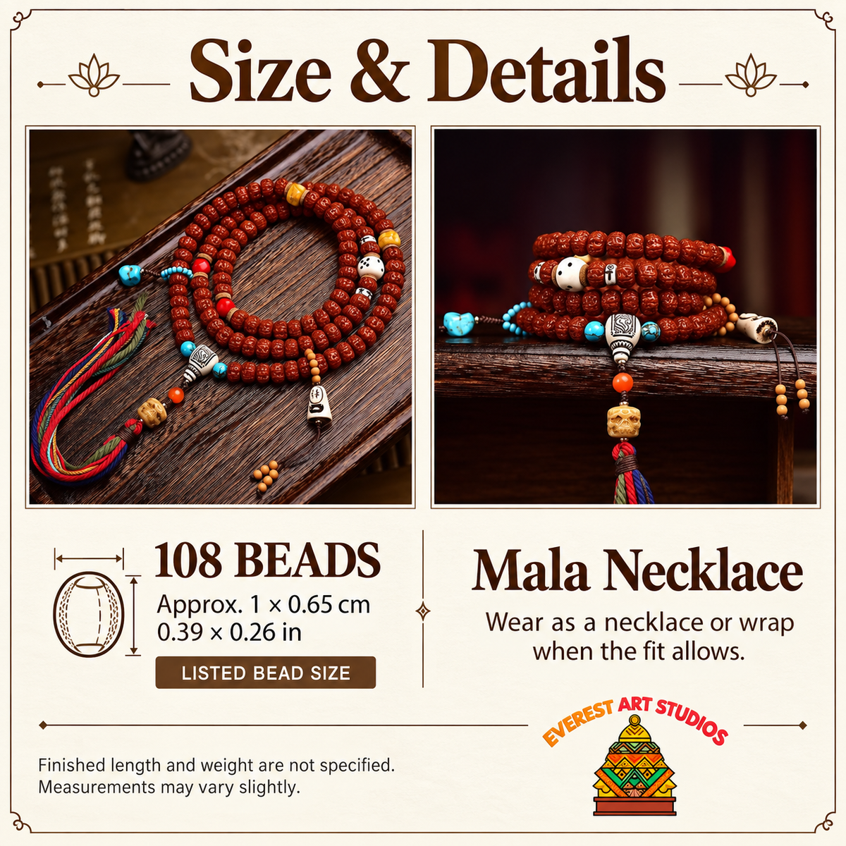 Mala Rudraksha de doble dragón, 108 cuentas