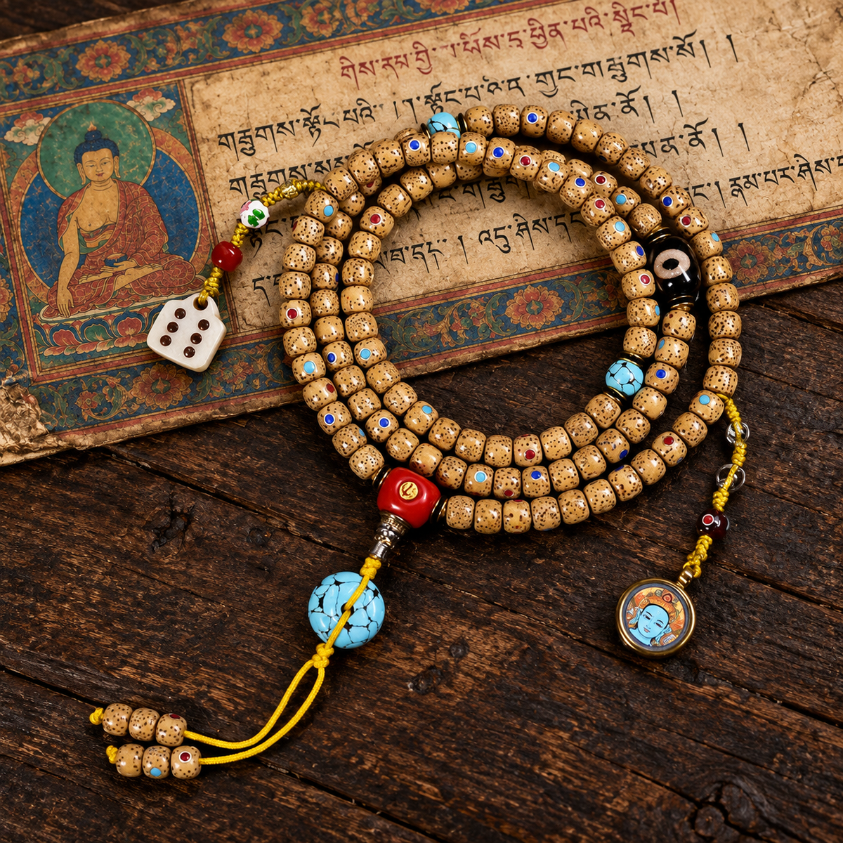 Inlaid Xingyue Bodhi 108-bead mala — full product