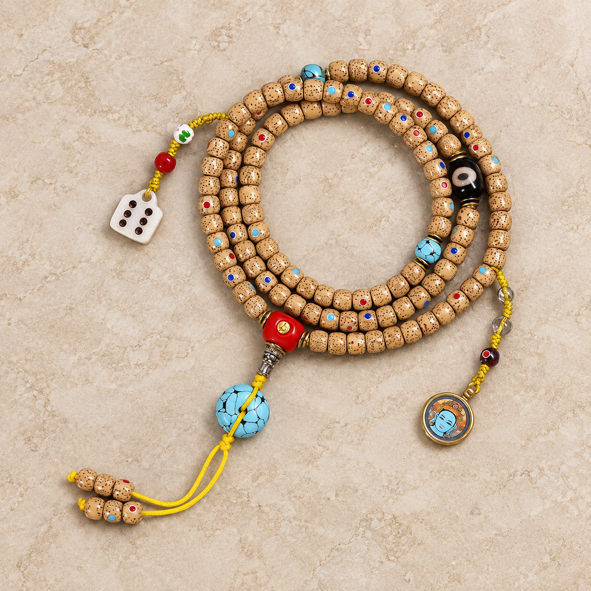 Inlaid Xingyue Bodhi 108-bead mala — overall display
