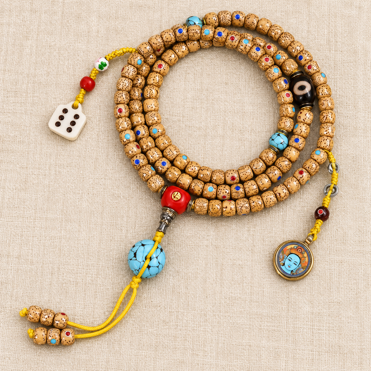 EverestArtstudios Drei-Juwelen-Xingyue-Bodhi-Mala, 108 Perlen