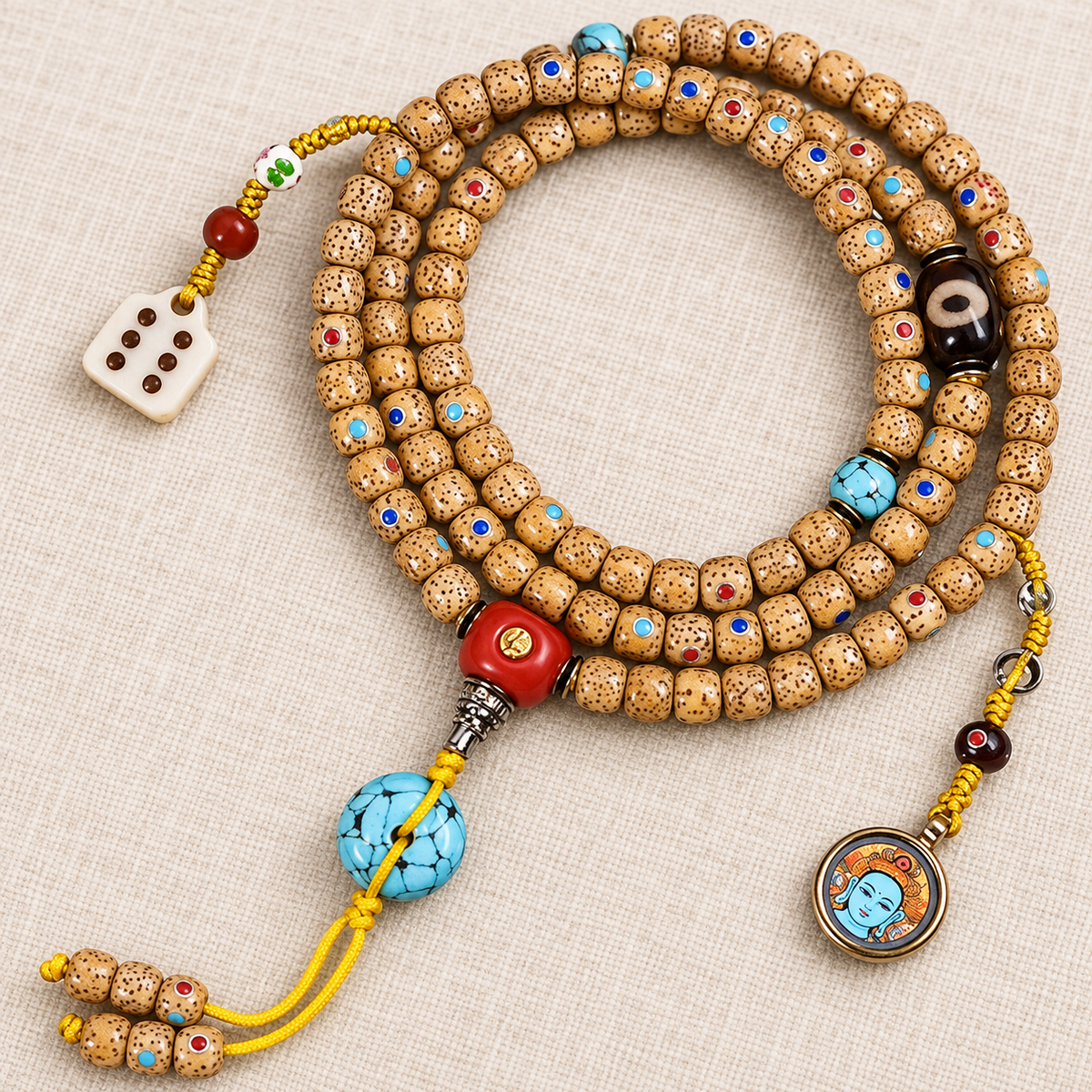 EverestArtstudios Drei-Juwelen-Xingyue-Bodhi-Mala, 108 Perlen