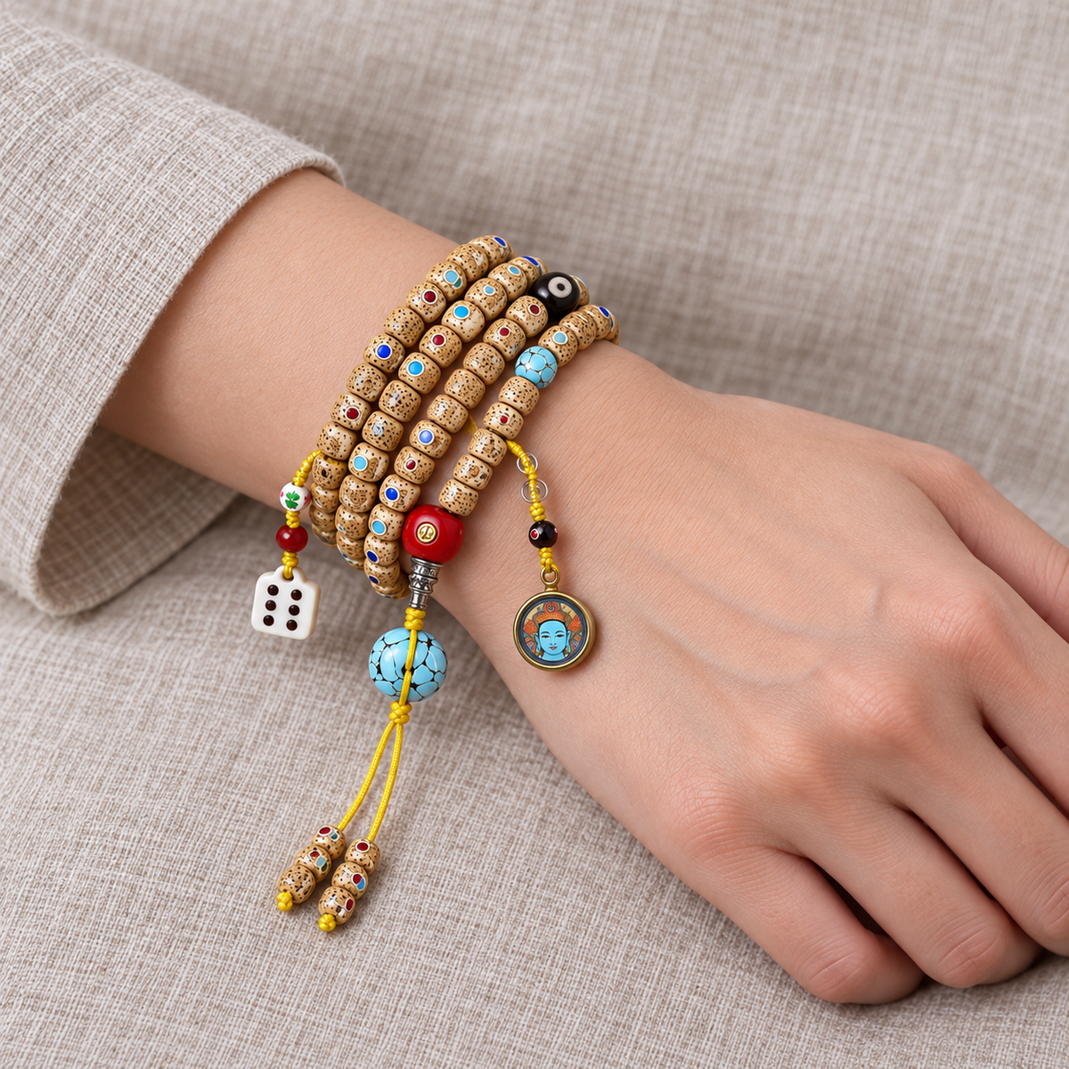 EverestArtstudios Drei-Juwelen-Xingyue-Bodhi-Mala, 108 Perlen
