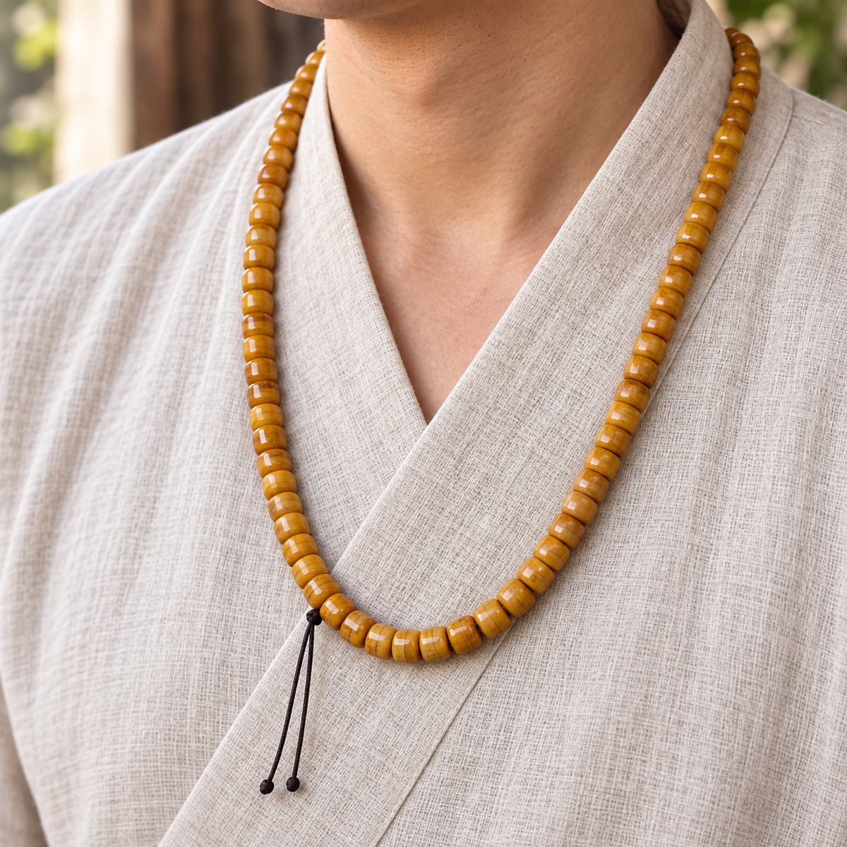 EverestArtstudios Gealterte Yakknochen-Mala, 108 Tonnenperlen
