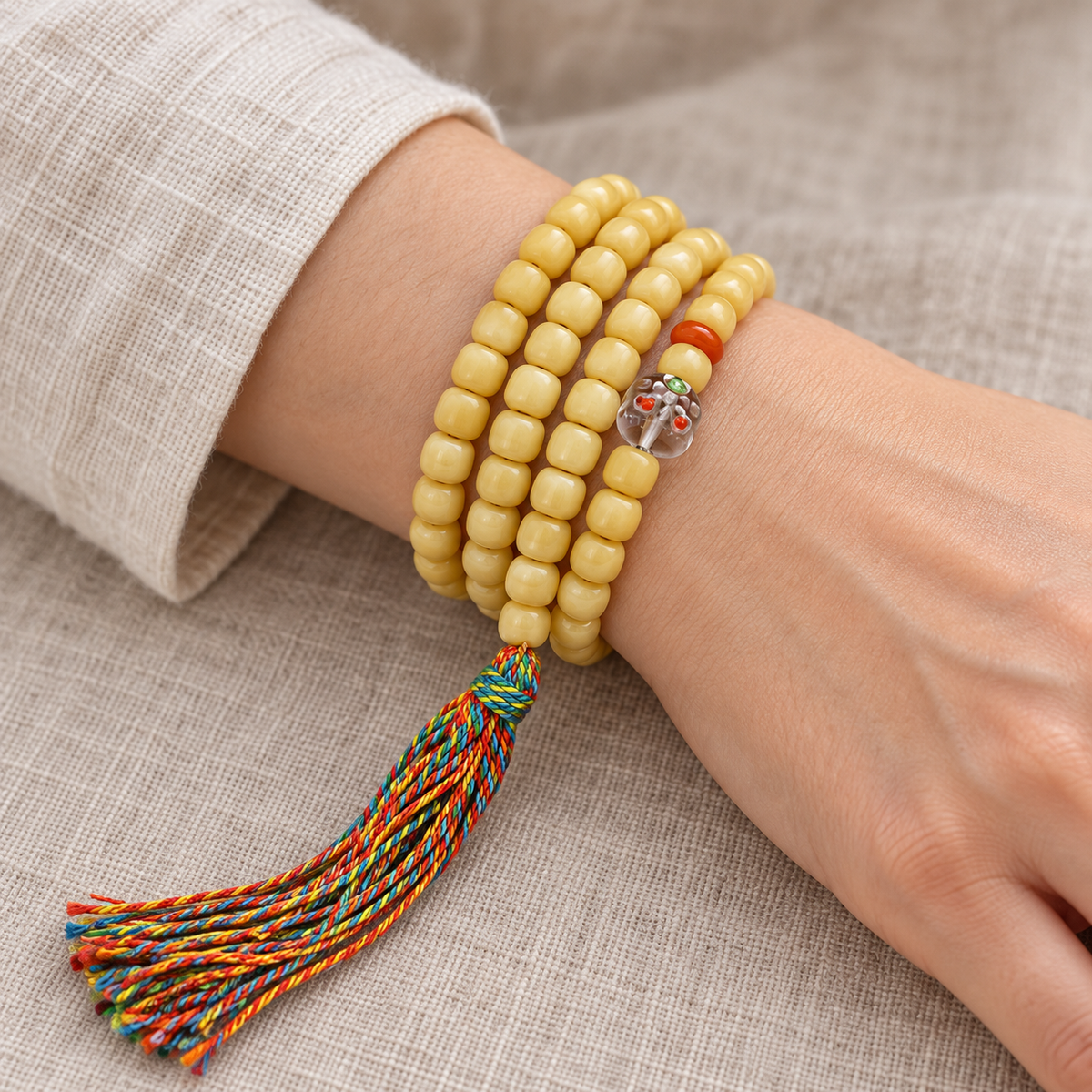 Tibetan mala — wrist resting