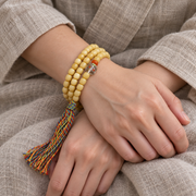 EverestArtstudios Gesegnete Yakknochen-Mala mit Glas und Achat, 108 Tonnenperlen