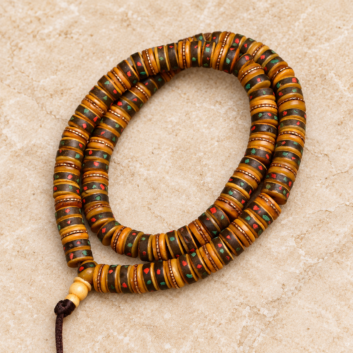 Tibetan mala DIY bead strand — overall display