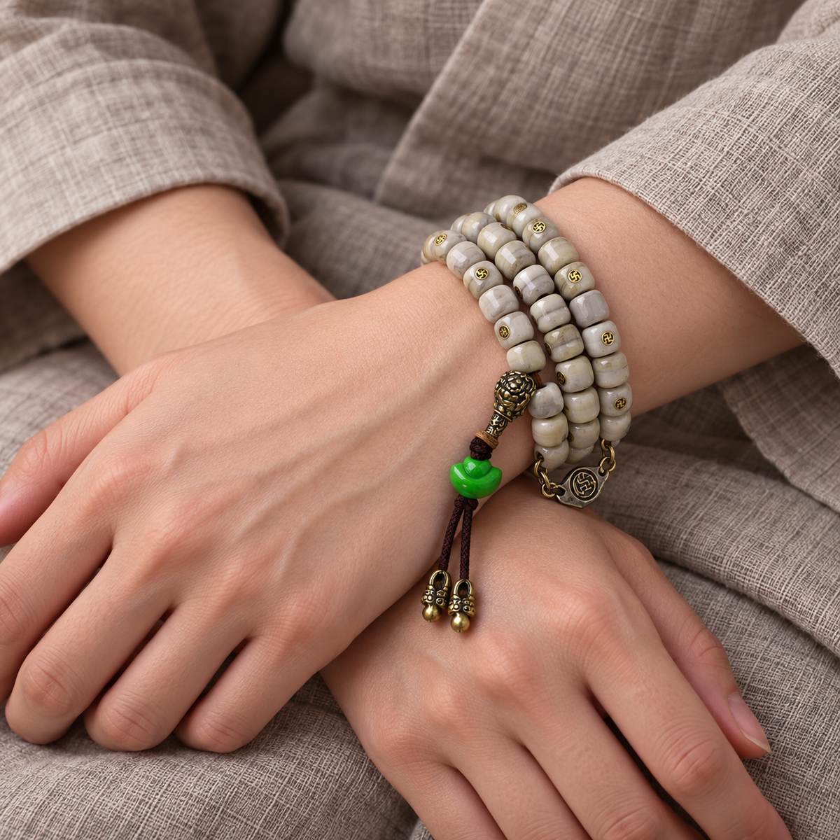 Mala yak vintage con Wan, 108 cuentas
