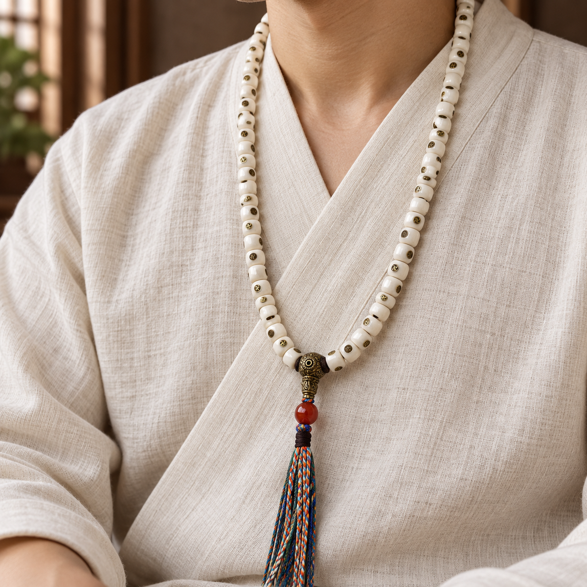 Mala yak natural con Wan, 108 cuentas