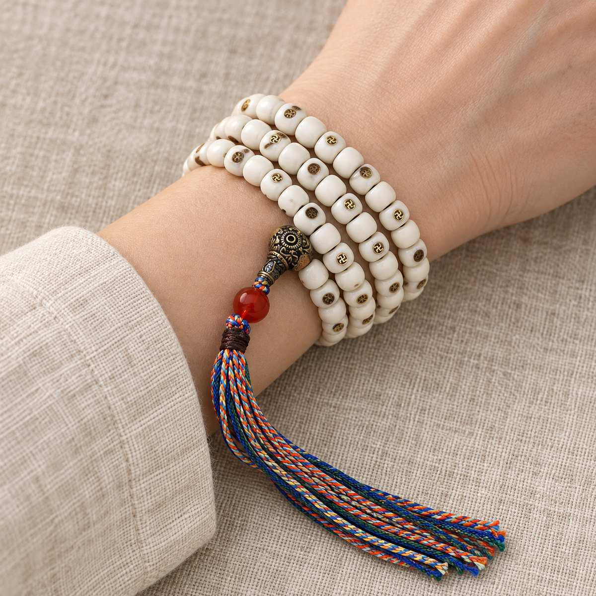 Mala yak natural con Wan, 108 cuentas
