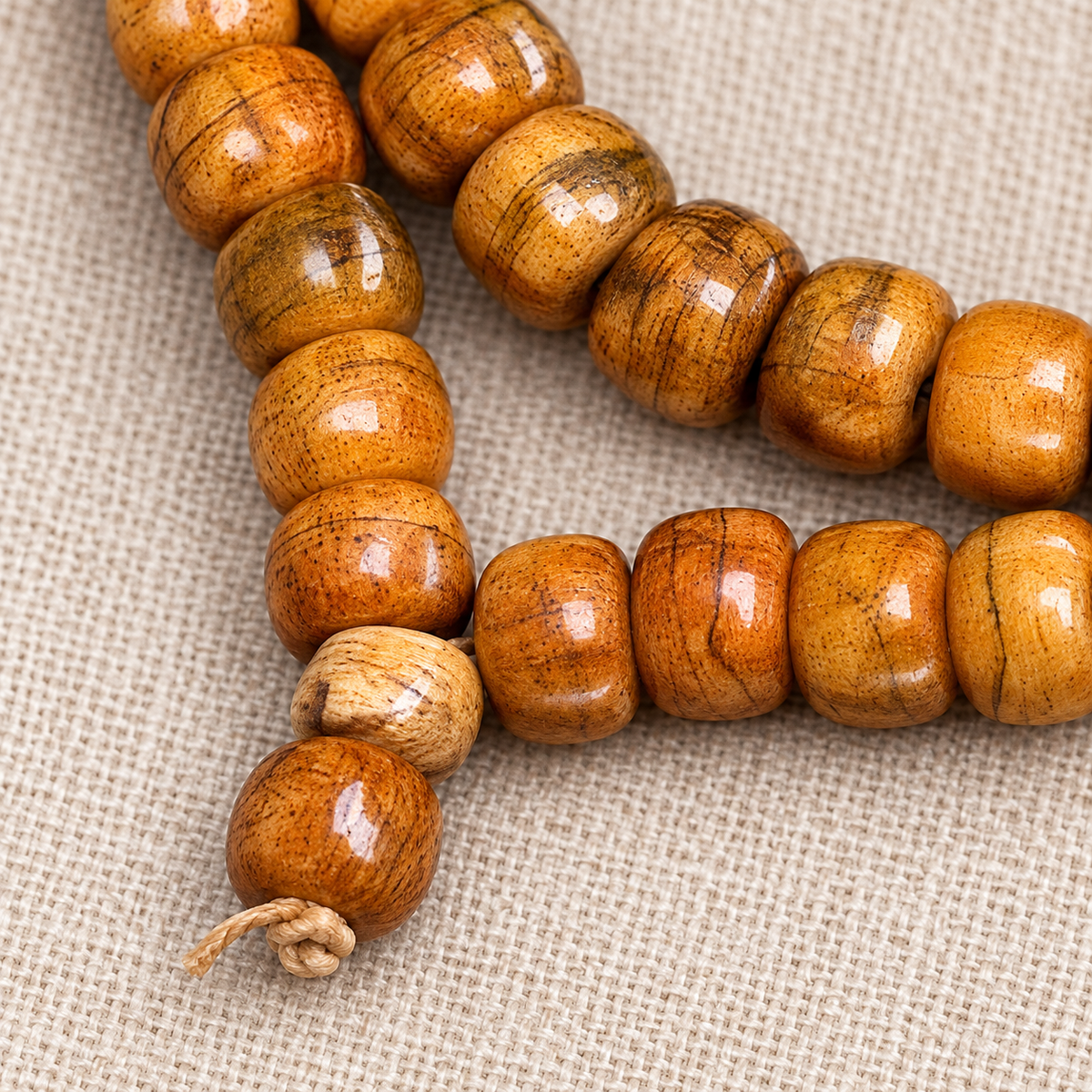 EverestArtstudios Natural Camel Bone and Passion Seed 108-Bead DIY Strand — cord detail