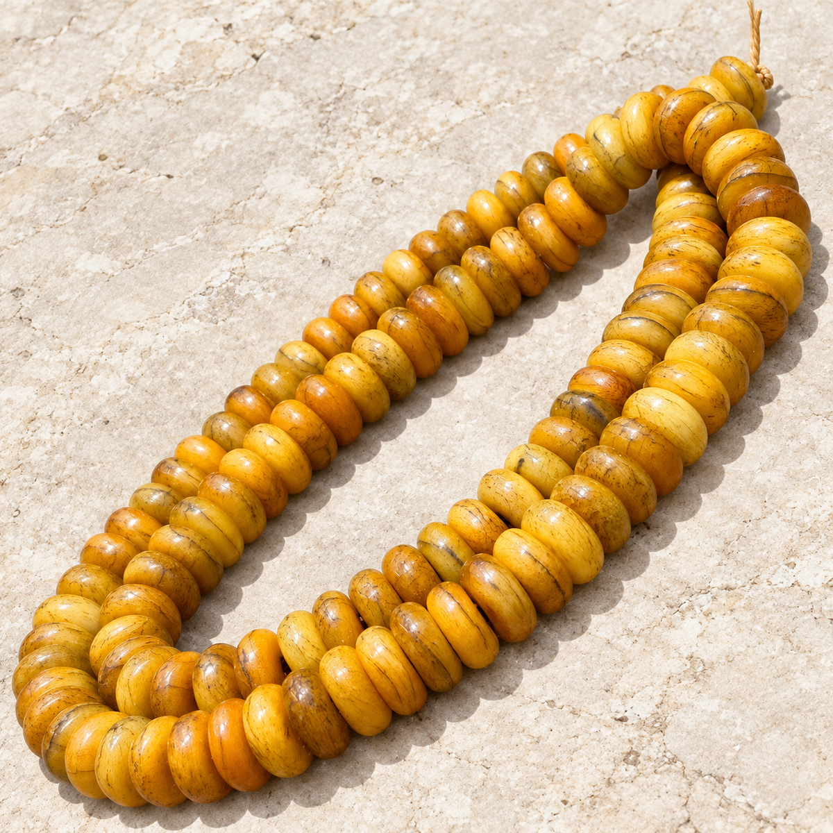 EverestArtstudios Natural Golden-Yellow Camel Bone 108-Bead DIY Mala Strand — overall display