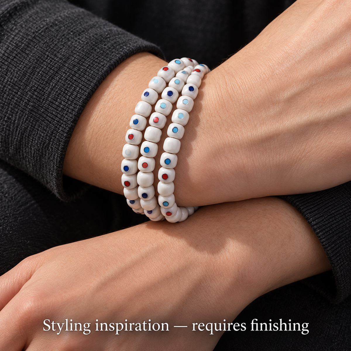Fil 108 perles os de chameau et motif Wan