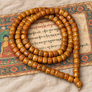 EverestArtstudios Natural Carved Camel Bone 108-Bead DIY Strand with Arhat Accent — full product