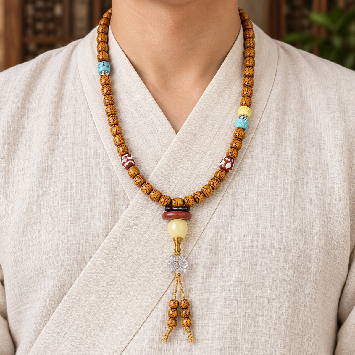 EverestArtstudios Hainan-Xingyue-Bodhi-Achat-Türkis-Mala, 108 Perlen