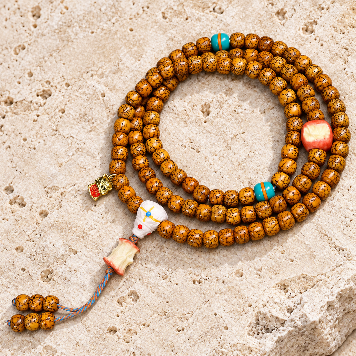 EverestArtstudios Gealterte Hainan-Xingyue-Bodhi-Mala, 108 Perlen